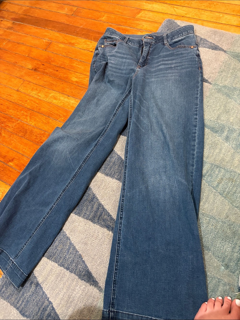 Wit & Wisdom Dark Blue Flared Wide-Leg Jeans